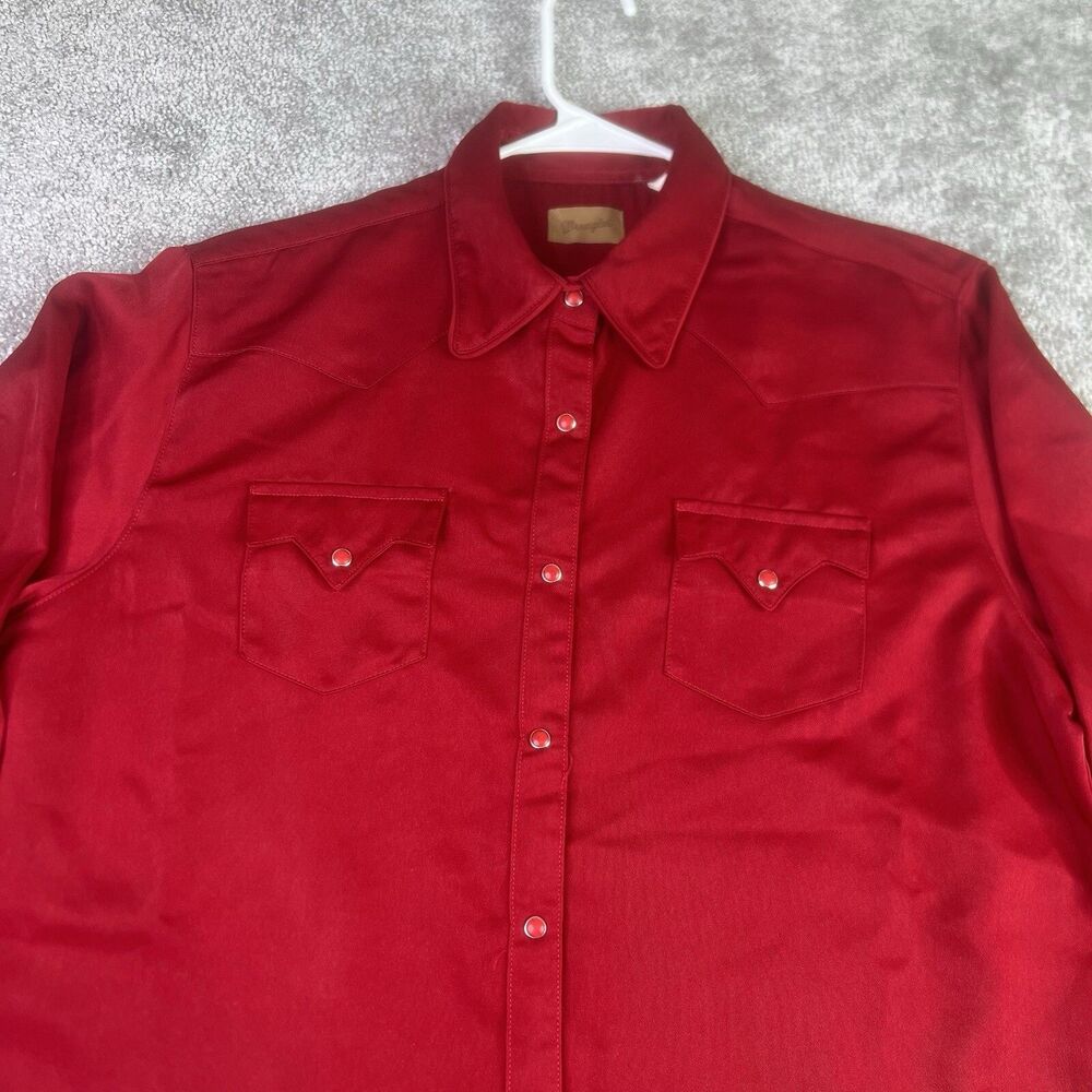Wrangler Shirt Mens Large Red Snap Western Long Sleeve Cowboy Rodeo